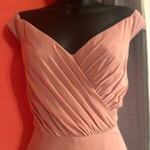 Celebrate Off the shoulder Mauve  sz 6 Formal Bridesmaid dress. Style 22910